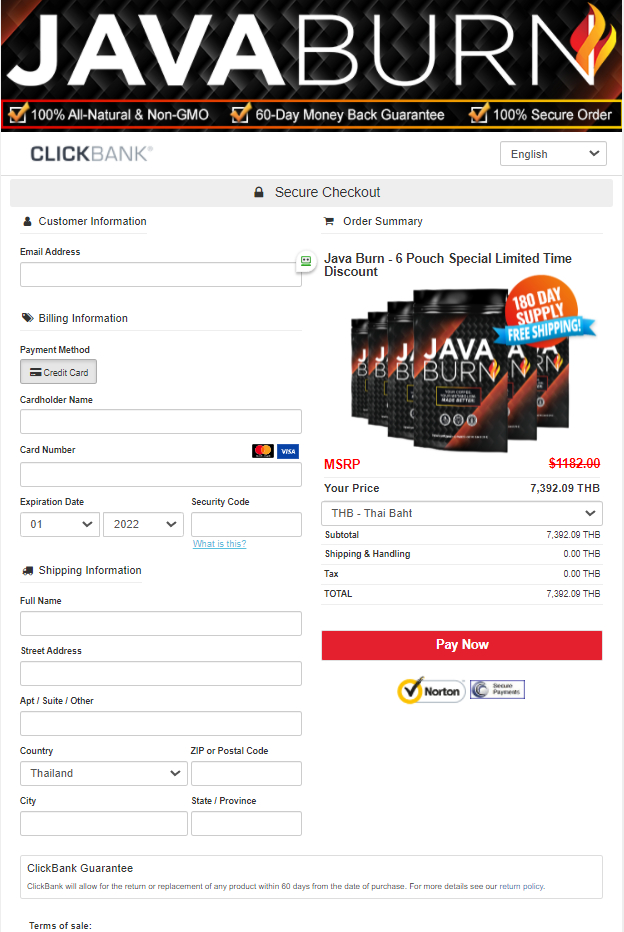 Java Burn - Secure Order Page